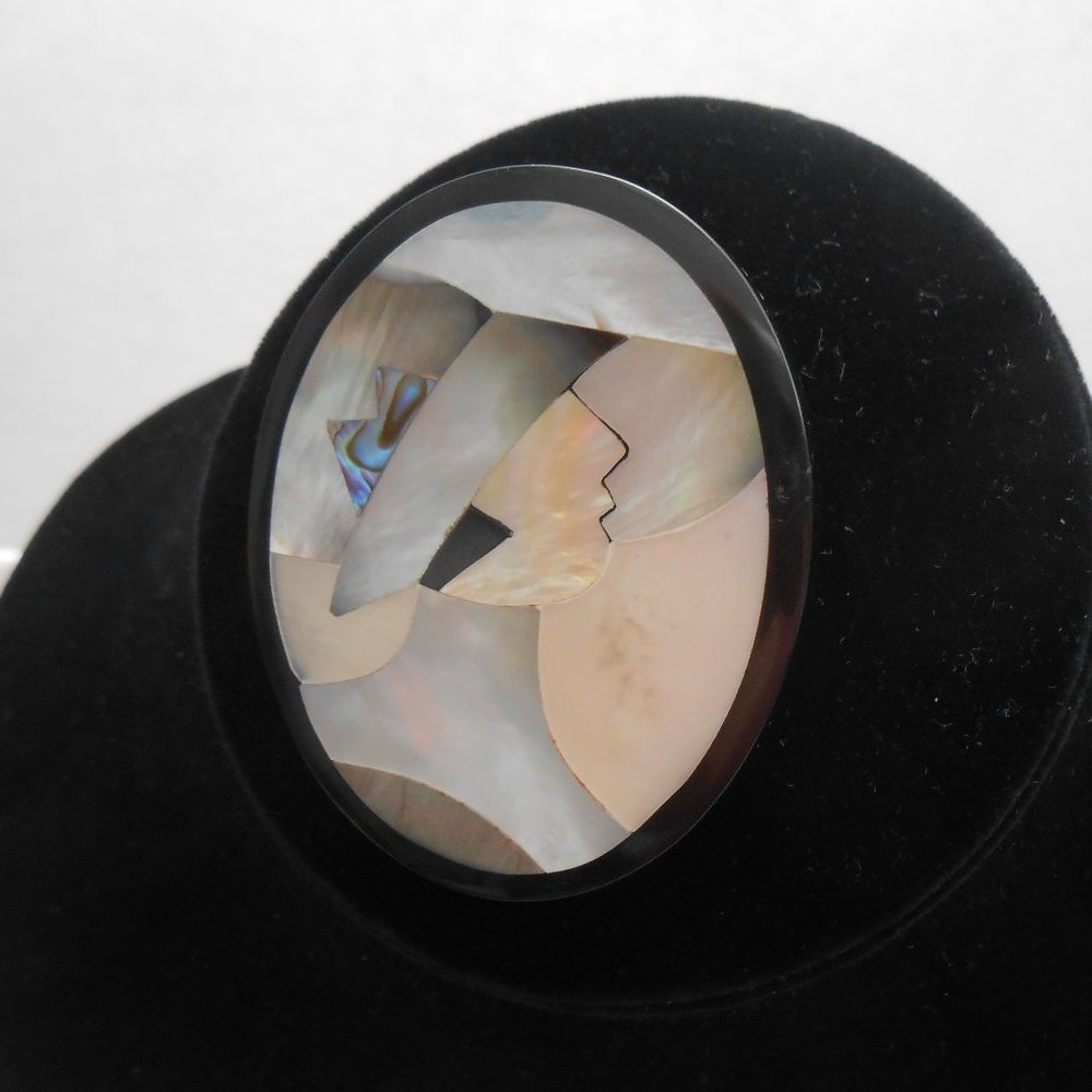 Mother of Pearl Flapper Girl Design Vintage Brooch